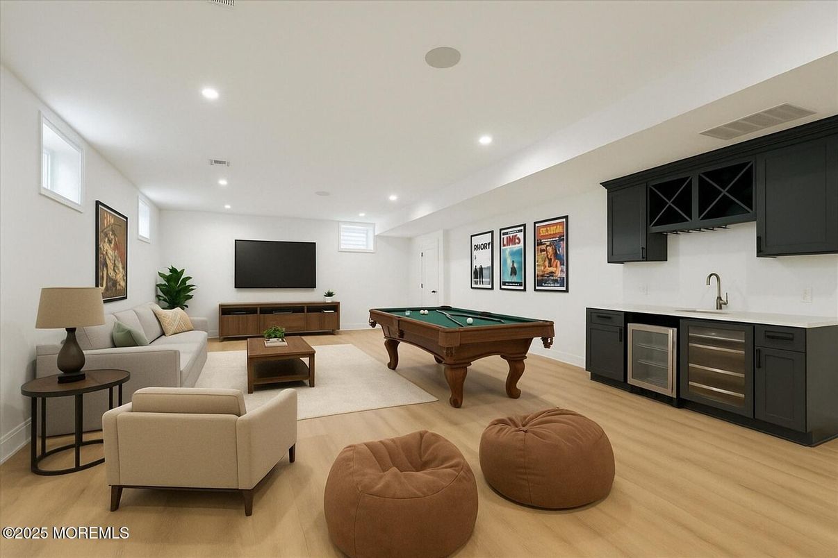 Billiard Table, Game Room, Interior, Living room, Recessed Lighting, Wood Texture Flooring