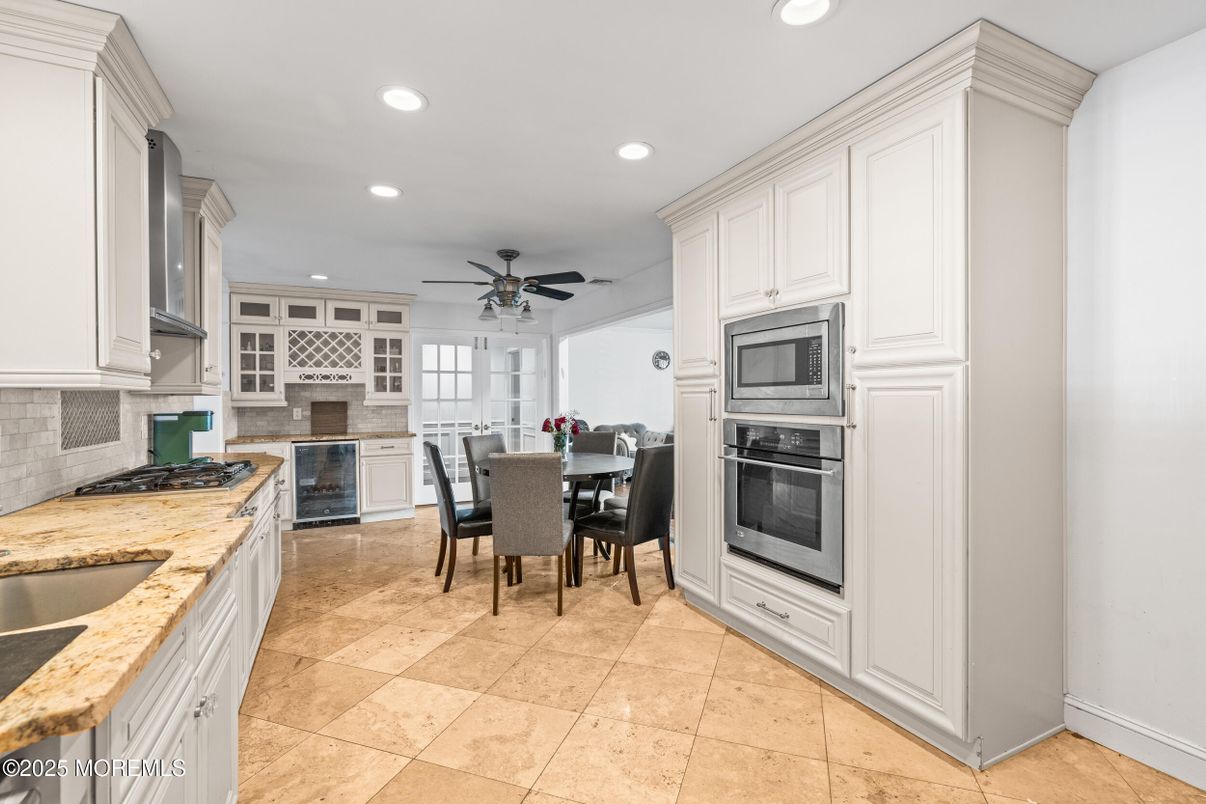 Dining room, Fireplace, Interior, Kitchen, Recessed Lighting