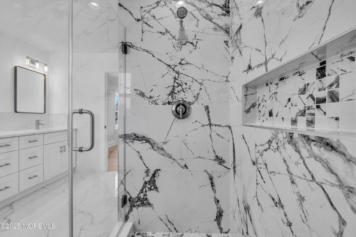Bathroom, Glass Shower, Interior, Marble, Marble Walls