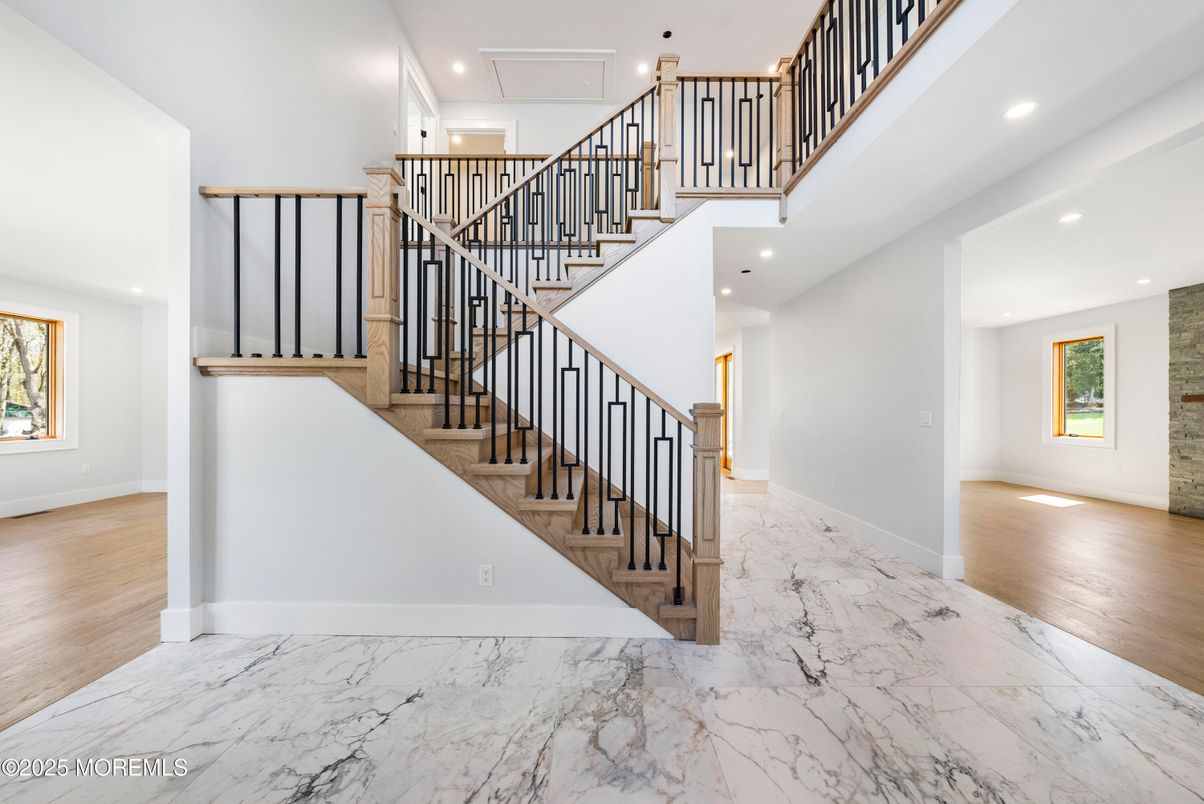 Interior, Marble, Recessed Lighting, Wood Texture Flooring
