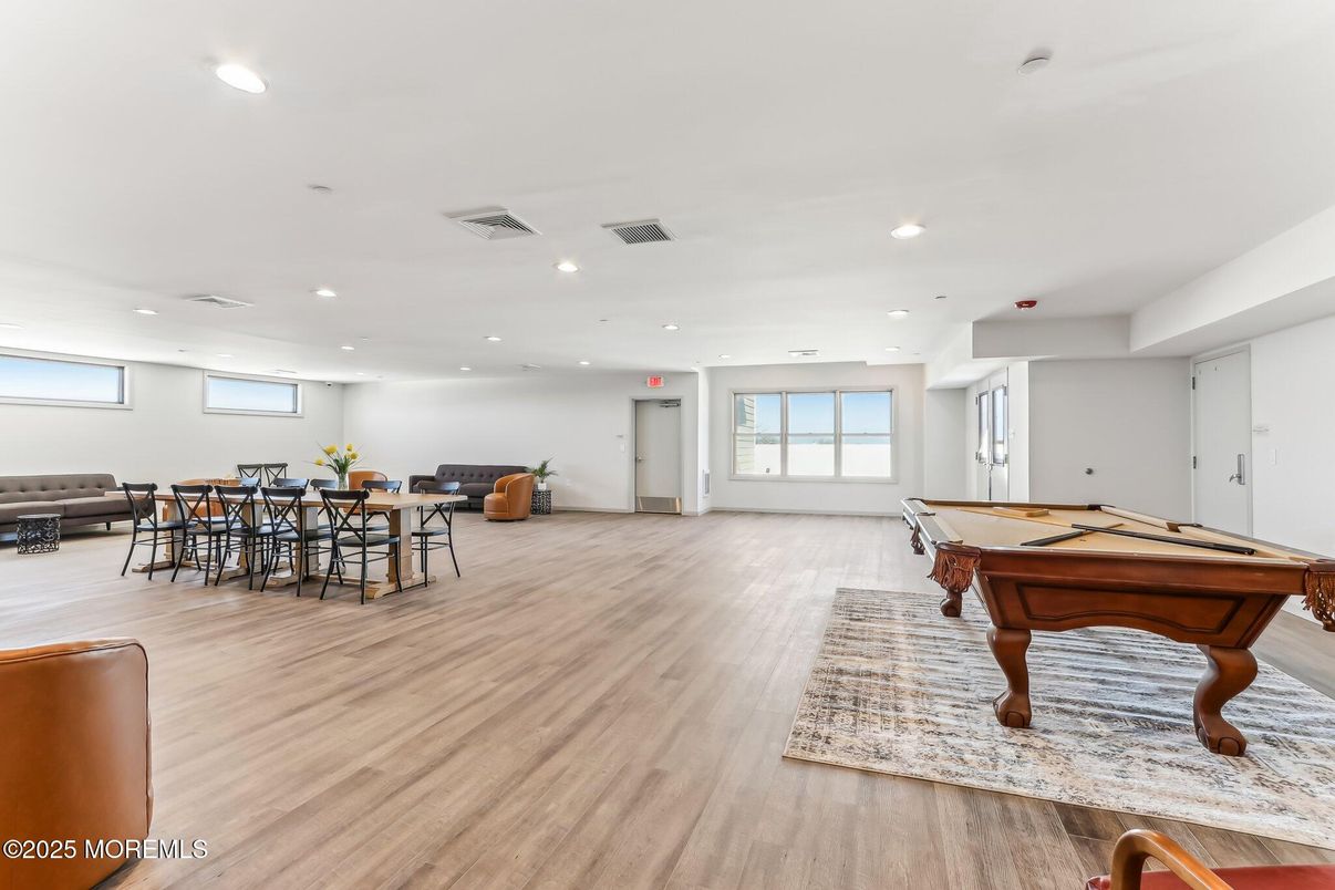 Billiard Table, Game Room, Interior, Recessed Lighting, Wood Texture Flooring