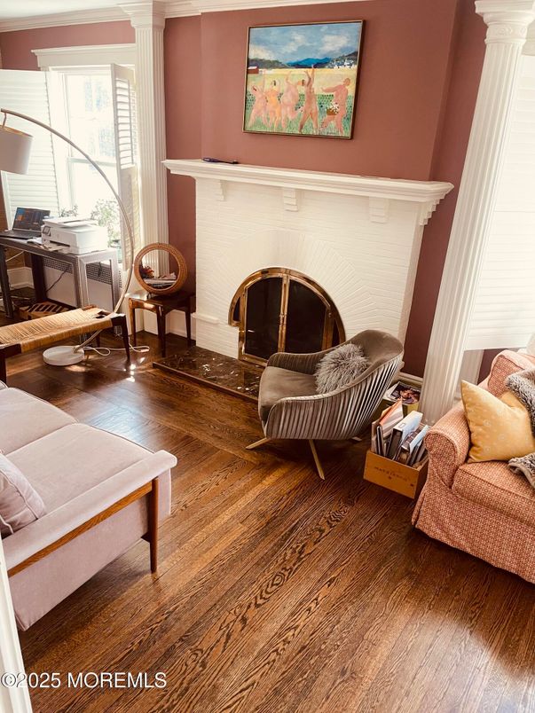 Fireplace, Interior, Wood Texture Flooring