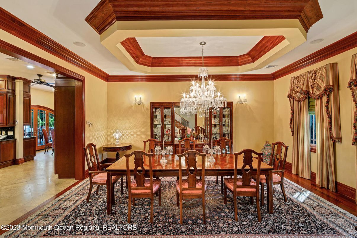 Chandelier, Dining room, Interior, Recessed Lighting