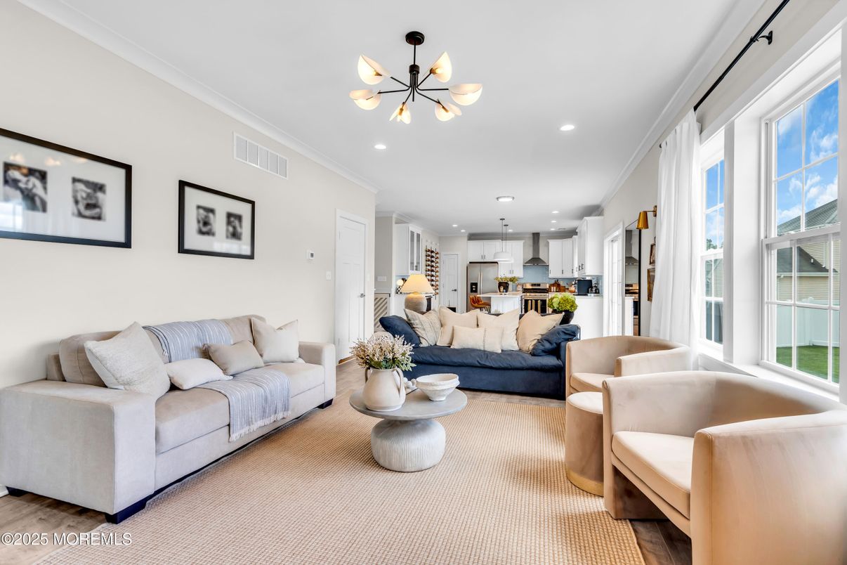 Interior, Kitchen, Living room, Pendant Lights, Recessed Lighting, Stainless Steel Appliances, Wood Texture Flooring