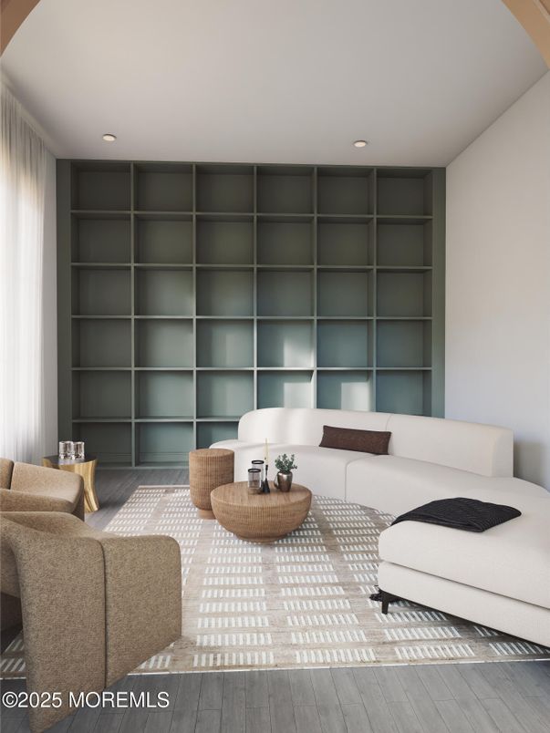 Interior, Living room, Recessed Lighting, Wood Texture Flooring