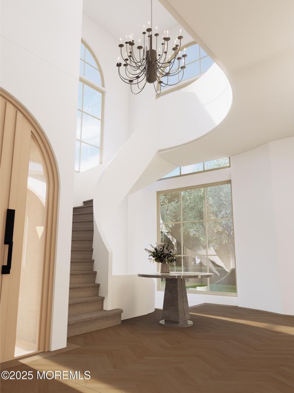 Chandelier, Interior, Wood Texture Flooring