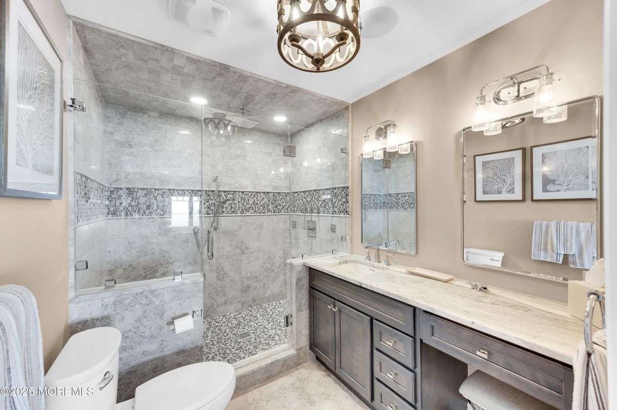 Bathroom, Dual Sink Vanities, Glass Shower, Interior, Recessed Lighting