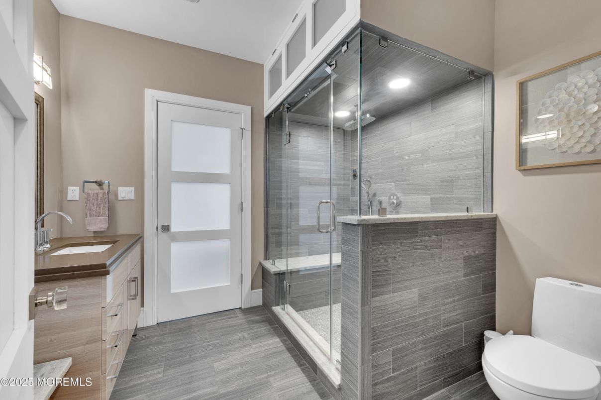 Bathroom, Glass Shower, Interior, Recessed Lighting