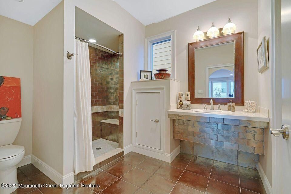 Bathroom, Glass Shower, Interior, Stone Walls