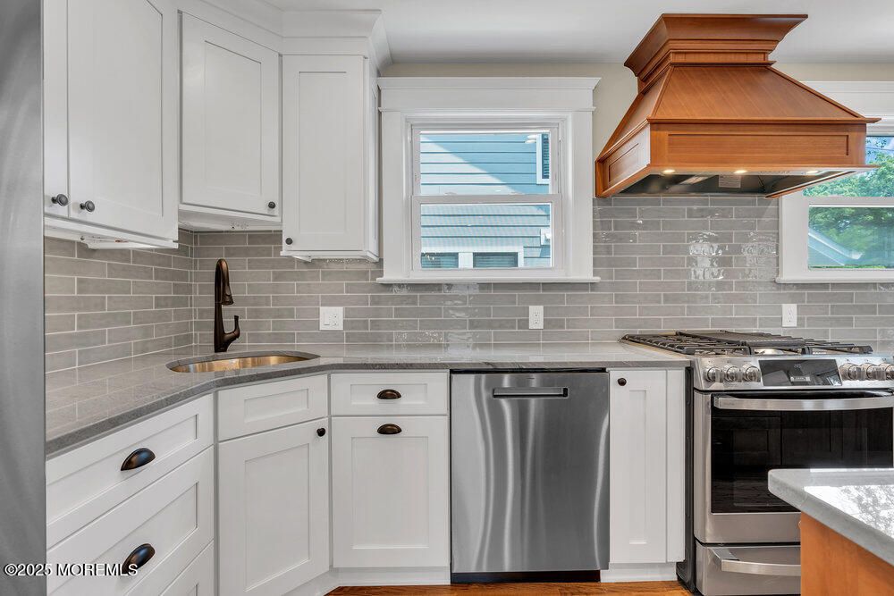 Interior, Kitchen, Stainless Steel Appliances, Stone Walls, Wood Texture Flooring