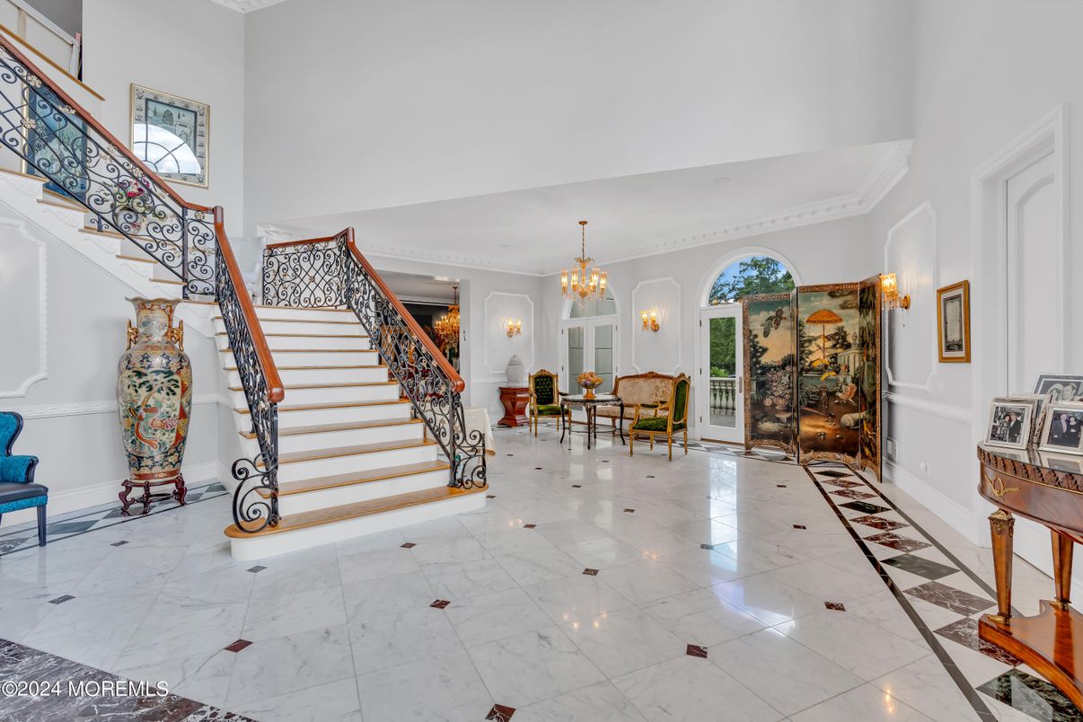 Chandelier, Dining room, Interior, Marble
