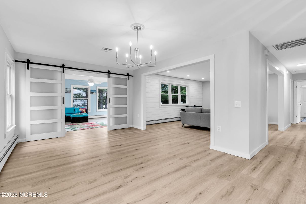 Chandelier, Interior, Living room, Pendant Lights, Recessed Lighting, Wood Texture Flooring