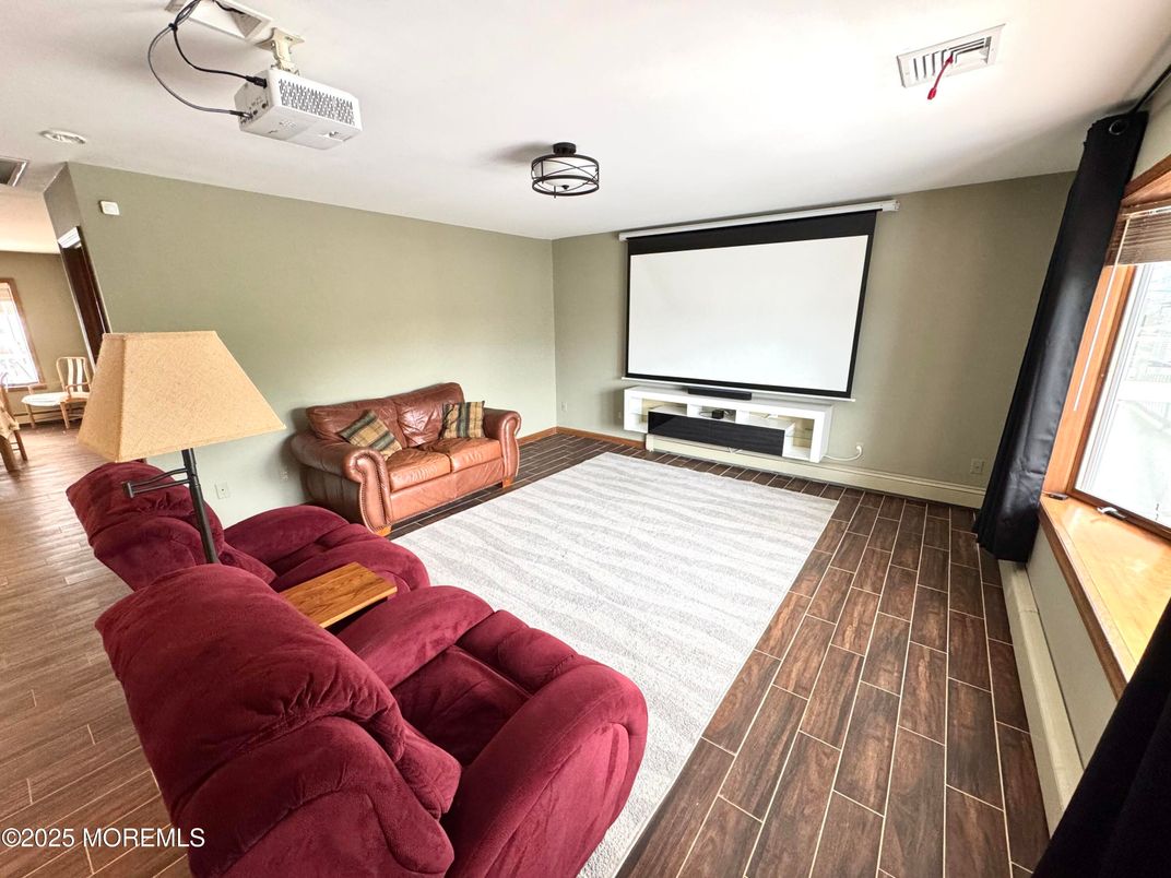 Interior, Projection Screen, Wood Texture Flooring