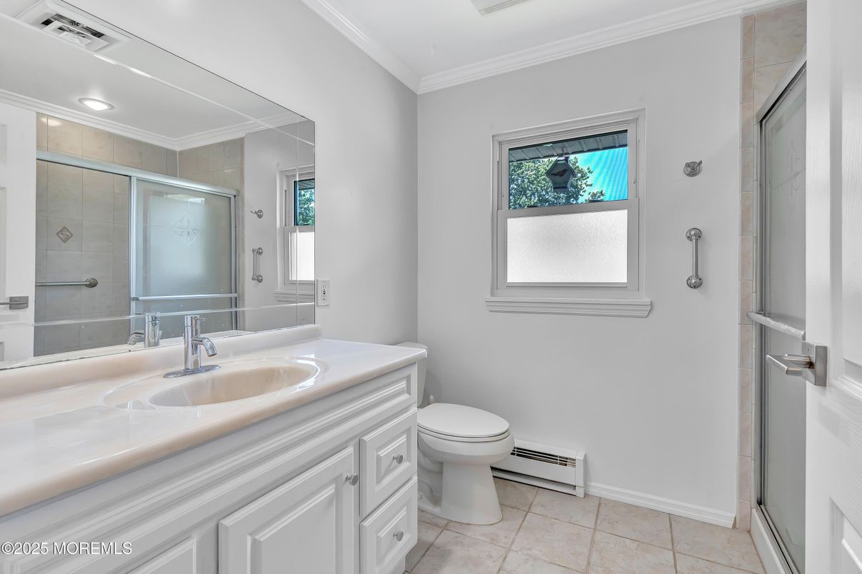 Bathroom, Glass Shower, Interior, Recessed Lighting