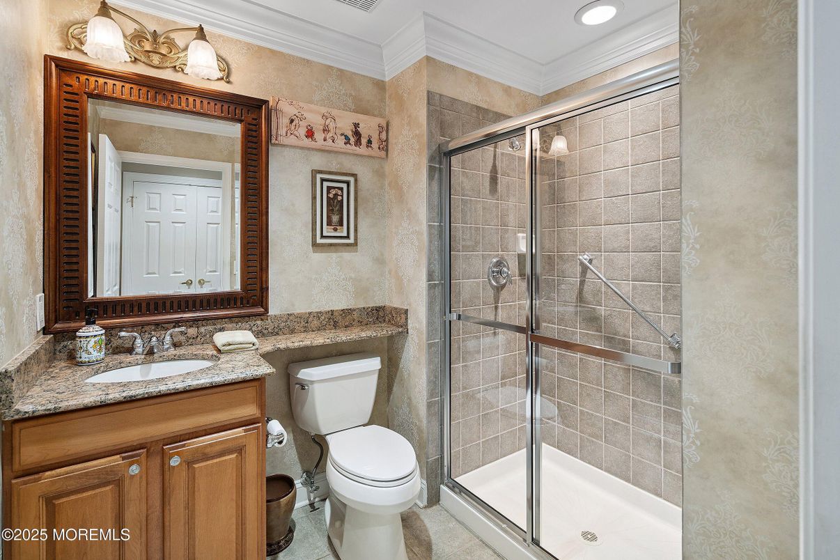 Bathroom, Glass Shower, Interior, Recessed Lighting