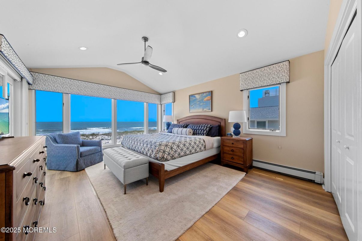 Bedroom, Interior, Recessed Lighting, Water, Wood Texture Flooring