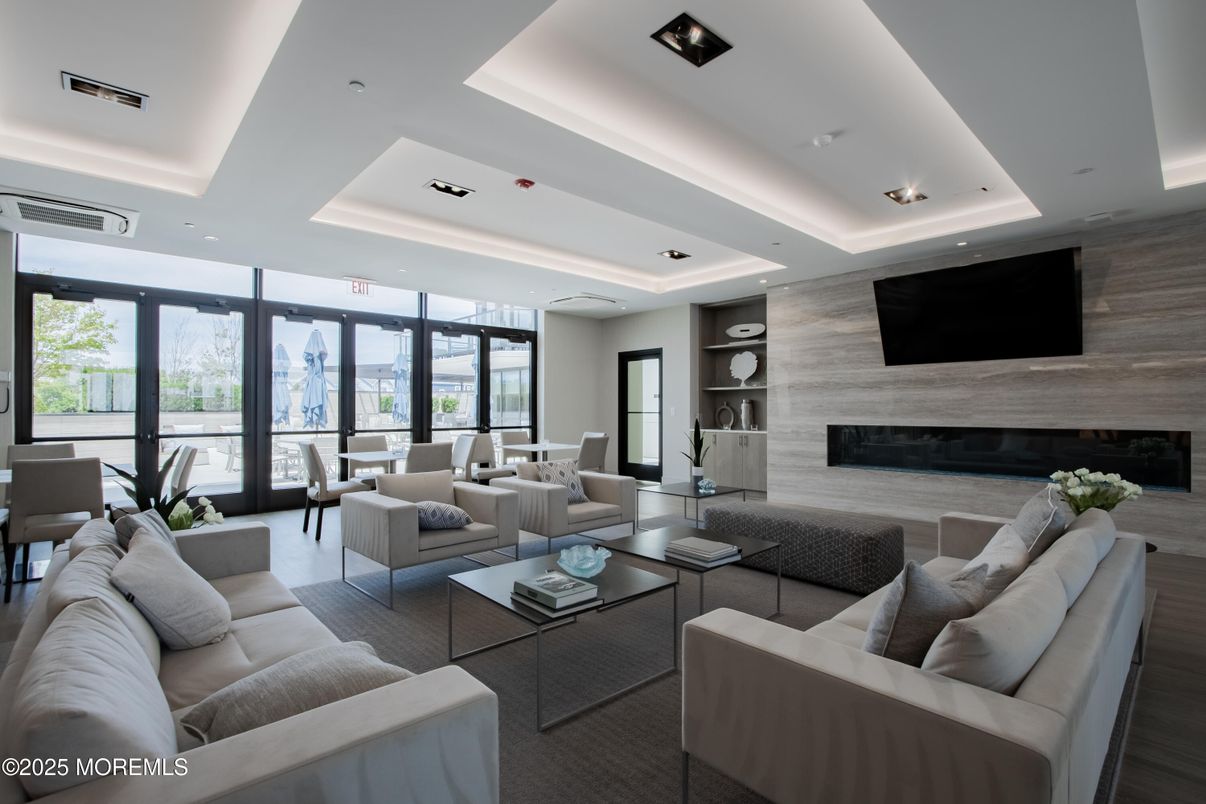 Dining room, Fireplace, Interior, Living room, Recessed Lighting