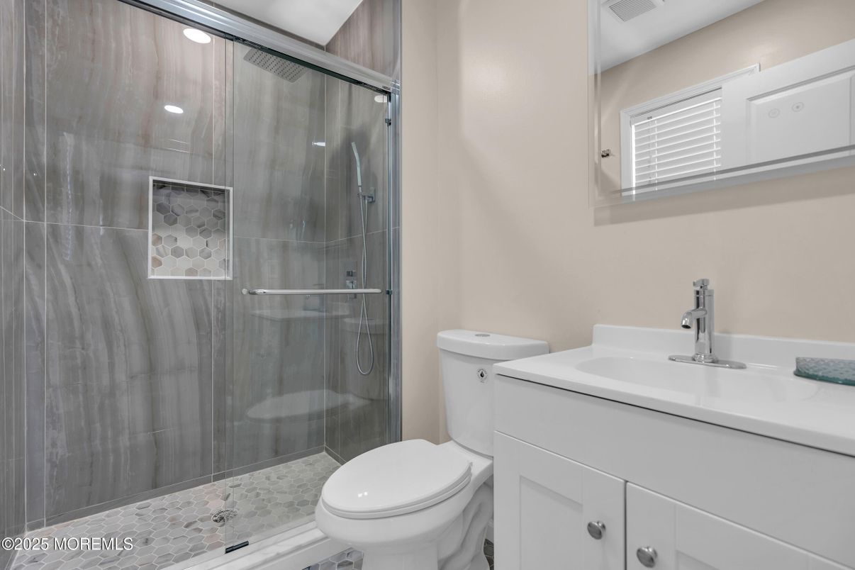Bathroom, Glass Shower, Interior, Recessed Lighting