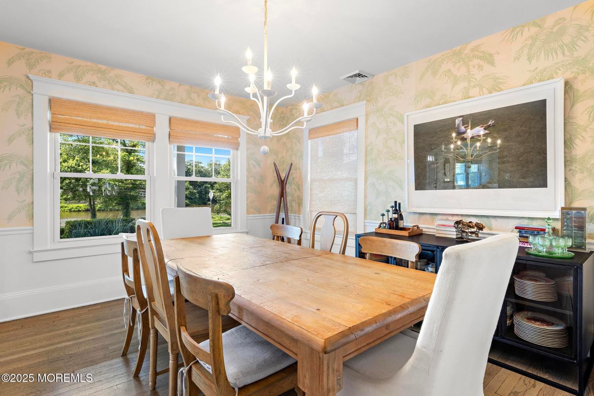 Chandelier, Dining room, Interior, Wood Texture Flooring