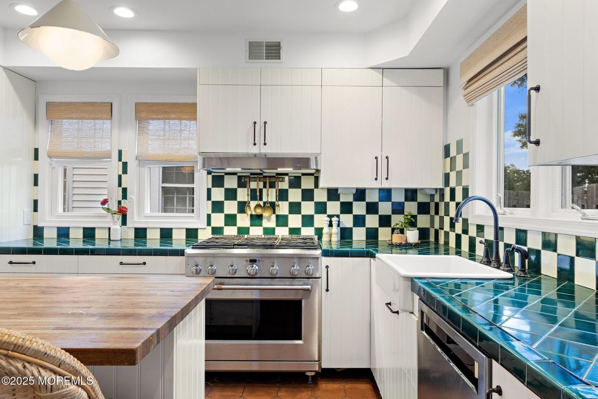 Interior, Kitchen, Recessed Lighting, Stainless Steel Appliances, Tile Countertops