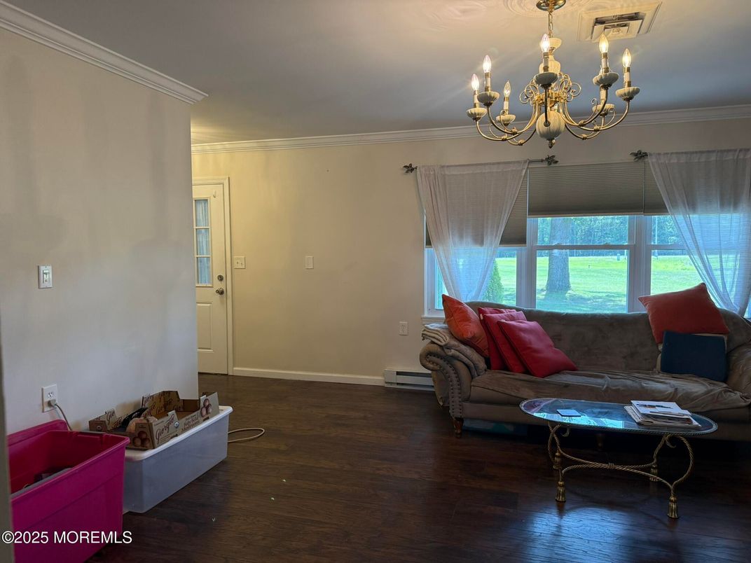 Chandelier, Interior, Living room, Wood Texture Flooring