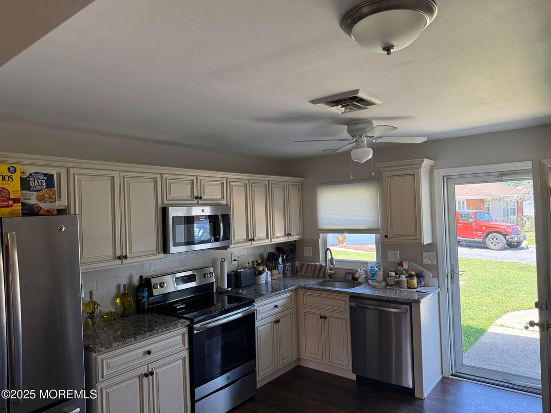 Interior, Kitchen, Stainless Steel Appliances, Wood Texture Flooring