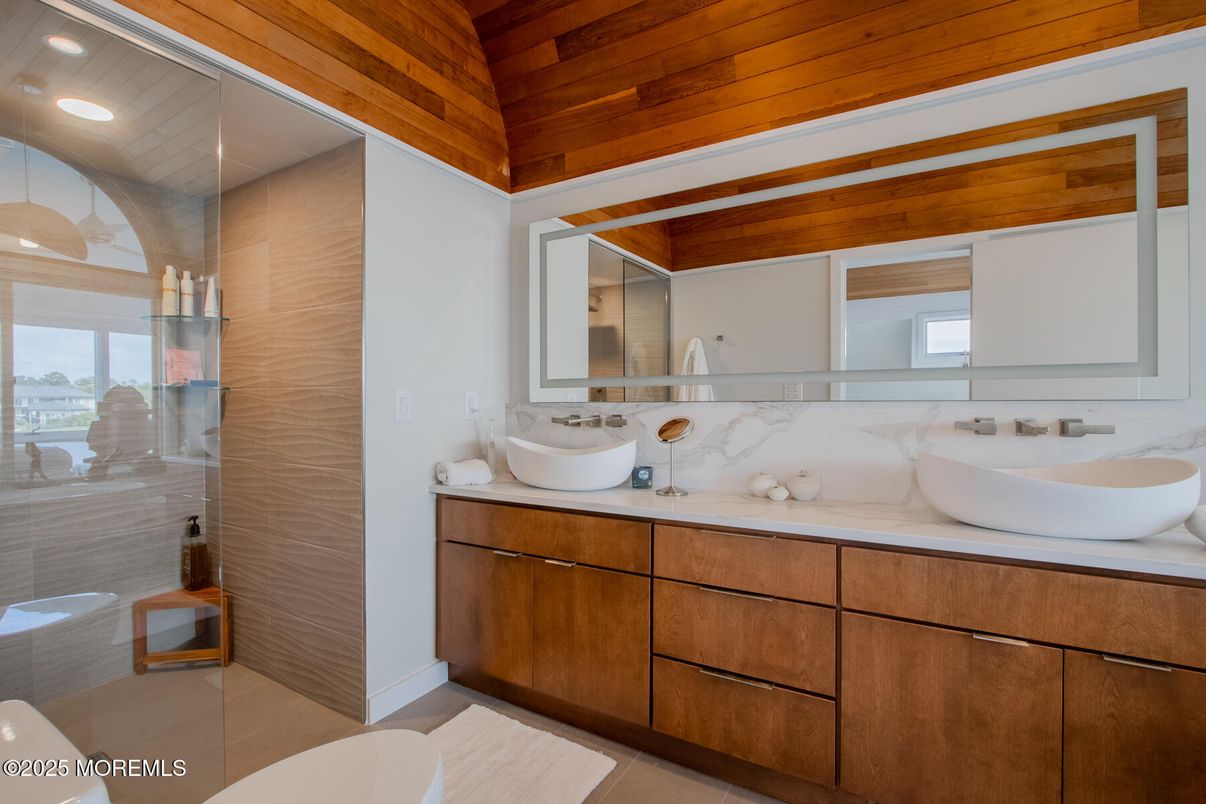 Bathroom, Dual Sink Vanities, Glass Shower, Interior, Recessed Lighting