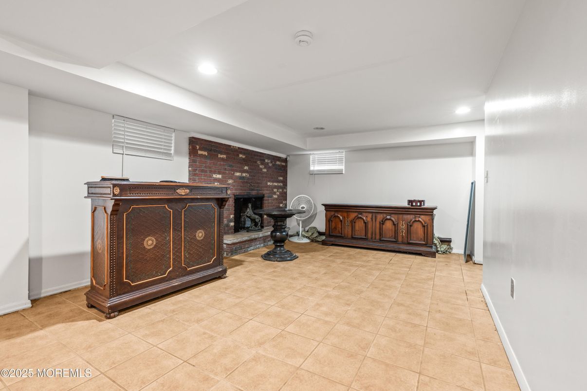 Fireplace, Interior, Recessed Lighting, Stone Walls