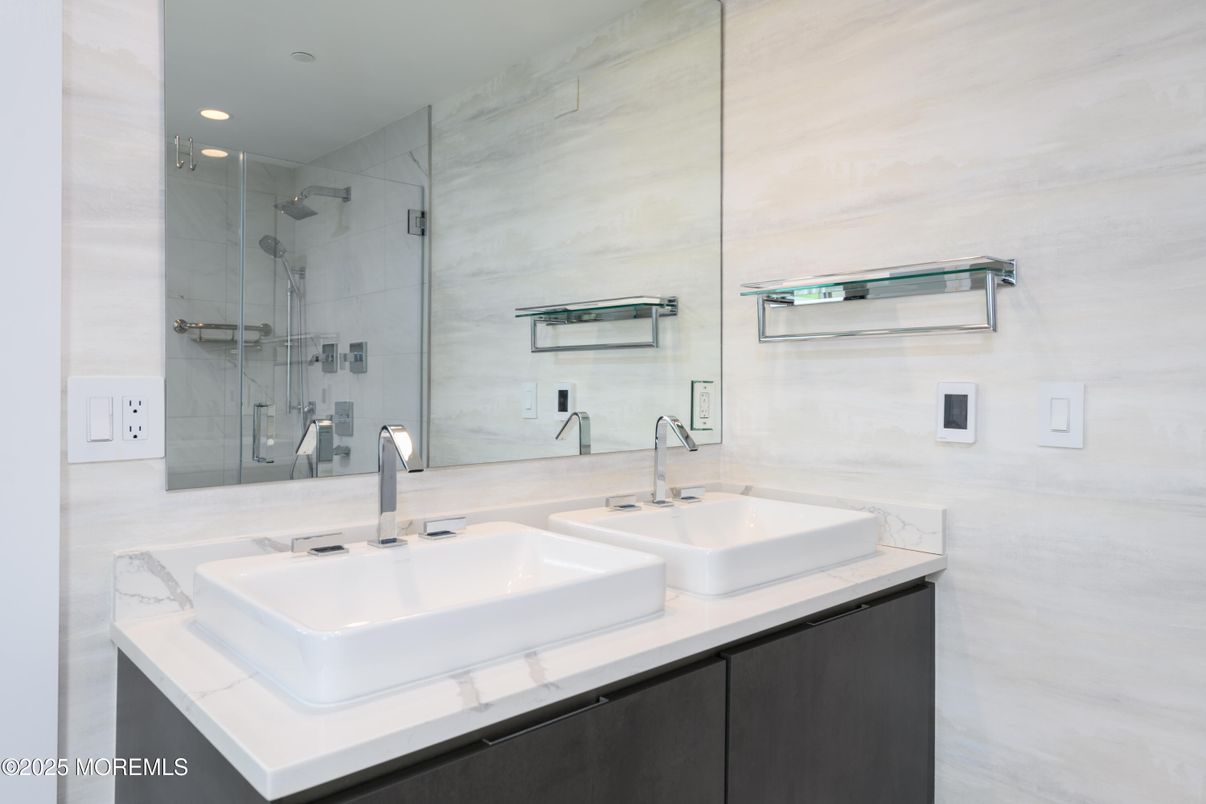 Bathroom, Dual Sink Vanities, Glass Shower, Interior, Recessed Lighting