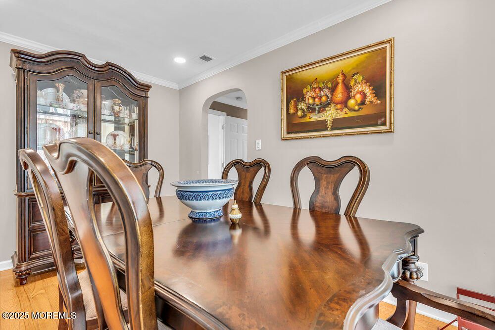 Dining room, Interior, Recessed Lighting, Wood Texture Flooring