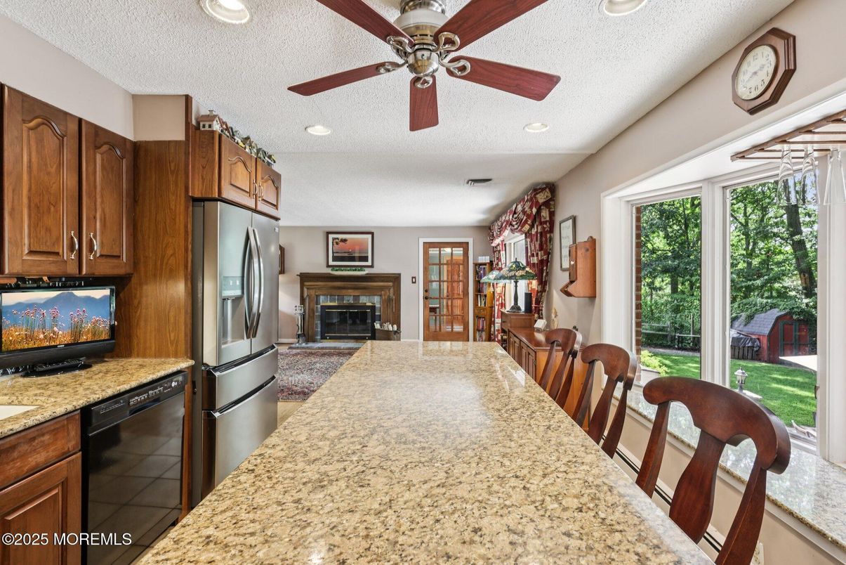 Dining room, Fireplace, Interior, Kitchen, Recessed Lighting