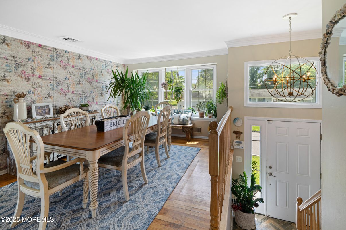 Chandelier, Dining room, Interior, Pendant Lights, Wood Texture Flooring