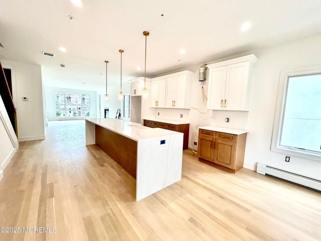 Interior, Kitchen, Pendant Lights, Recessed Lighting, Wood Texture Flooring