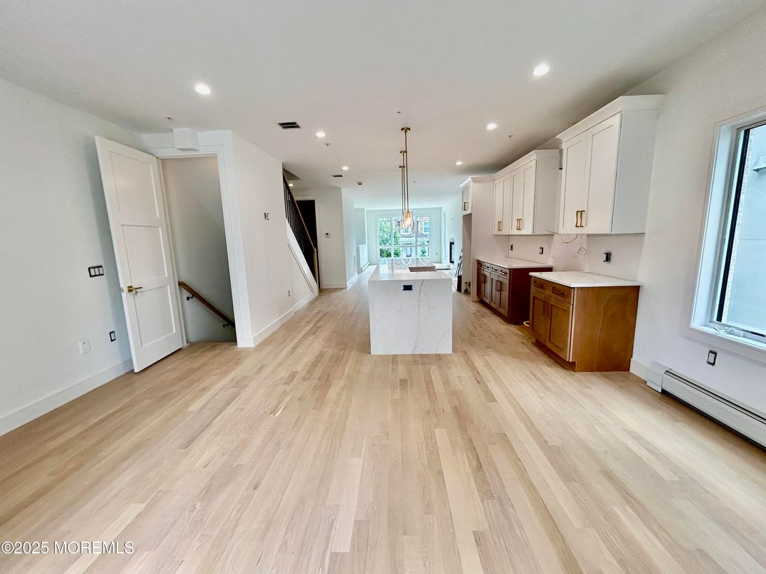 Interior, Kitchen, Pendant Lights, Recessed Lighting, Wood Texture Flooring