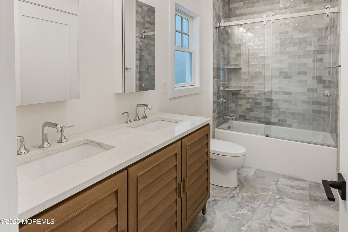 Bathroom, Dual Sink Vanities, Glass Shower, Interior, Marble