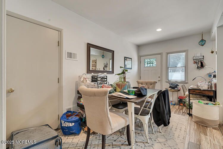Dining room, Interior, Recessed Lighting, Wood Texture Flooring