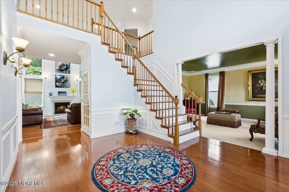 Fireplace, Interior, Recessed Lighting, Wood Texture Flooring