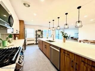 Interior, Kitchen, Pendant Lights, Recessed Lighting, Stainless Steel Appliances
