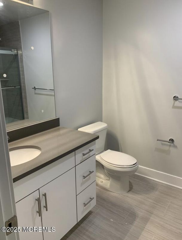 Bathroom, Glass Shower, Interior, Wood Texture Flooring