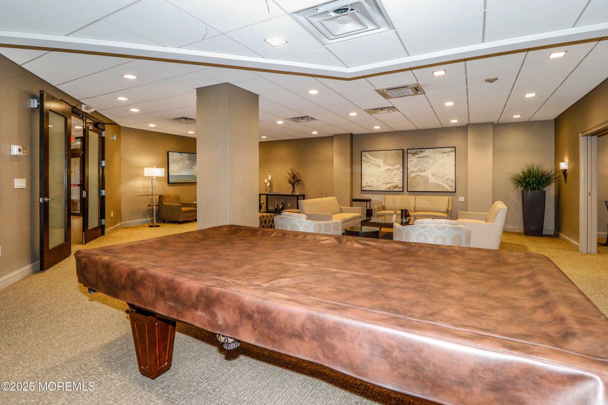 Billiard Table, Game Room, Interior, Recessed Lighting
