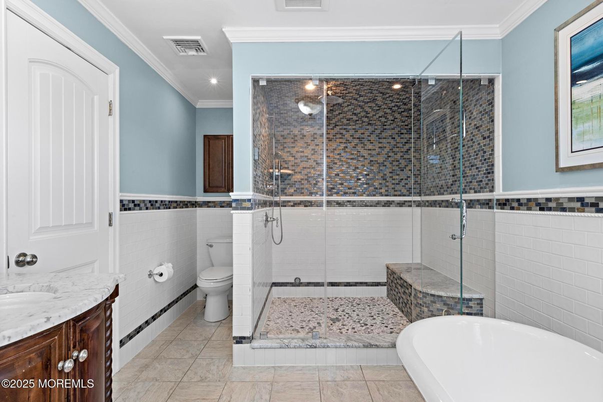 Bathroom, Glass Shower, Interior, Recessed Lighting