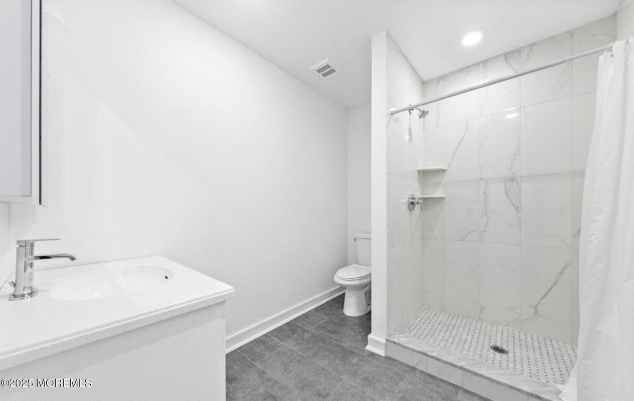 Bathroom, Glass Shower, Interior, Marble Walls, Recessed Lighting