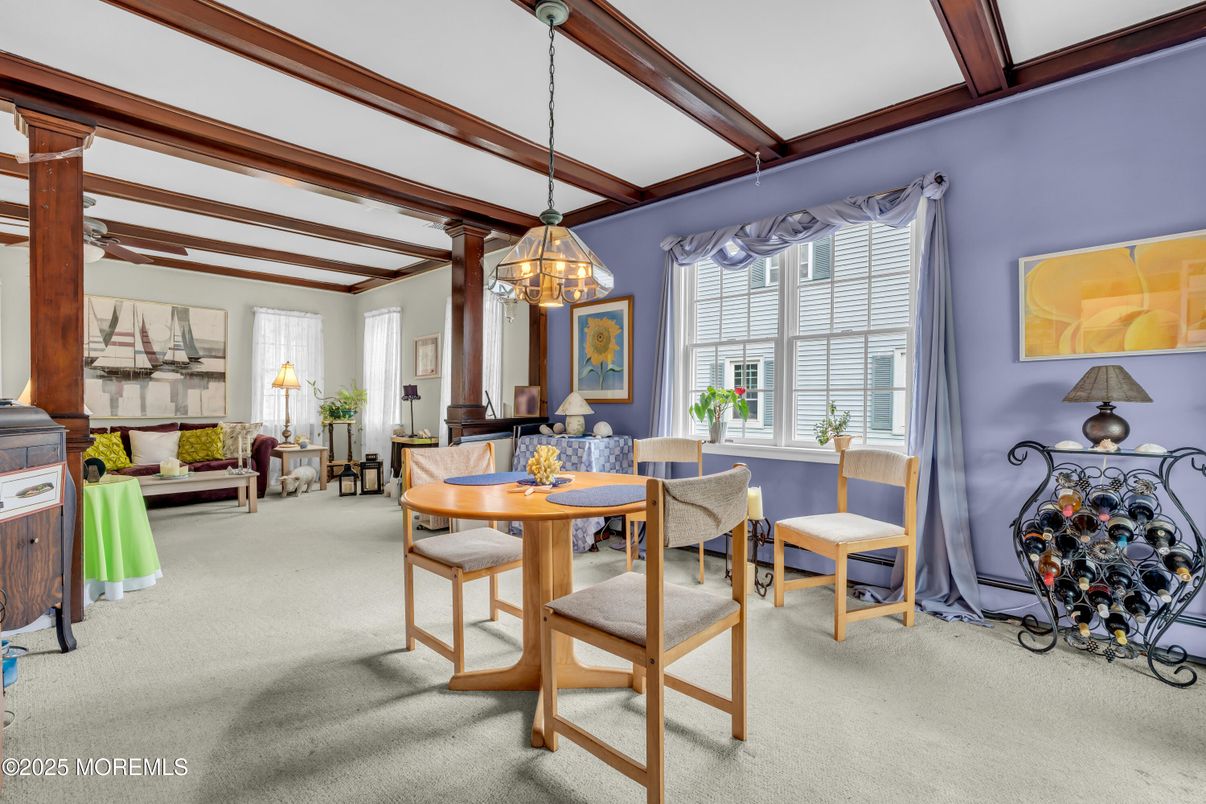Chandelier, Dining room, Interior, Pendant Lights, Wooden Beams