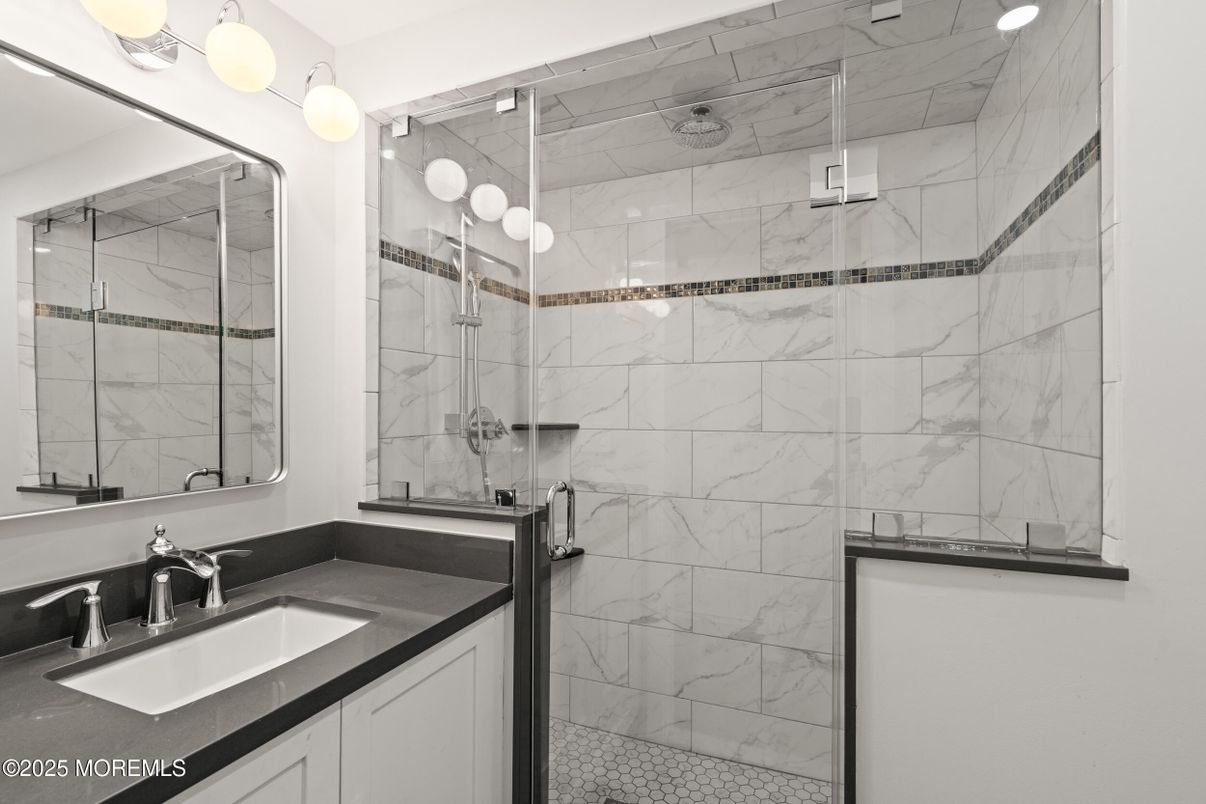 Bathroom, Glass Shower, Interior, Marble Walls