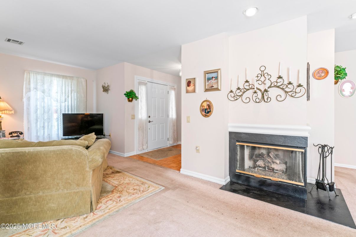 Fireplace, Interior, Recessed Lighting, Wood Texture Flooring