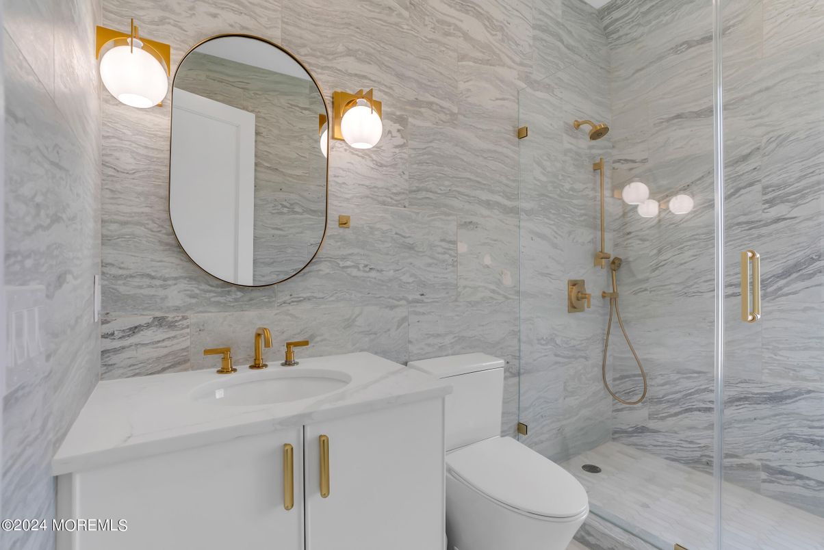 Bathroom, Glass Shower, Interior, Marble Walls