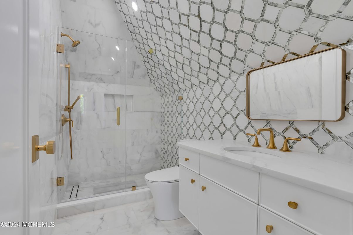Bathroom, Glass Shower, Interior, Marble, Marble Walls