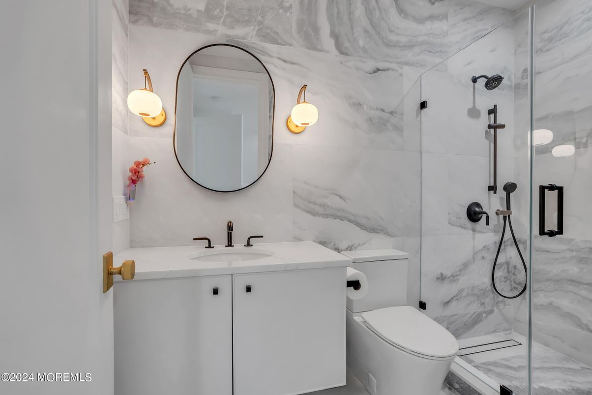Bathroom, Glass Shower, Interior, Marble Walls
