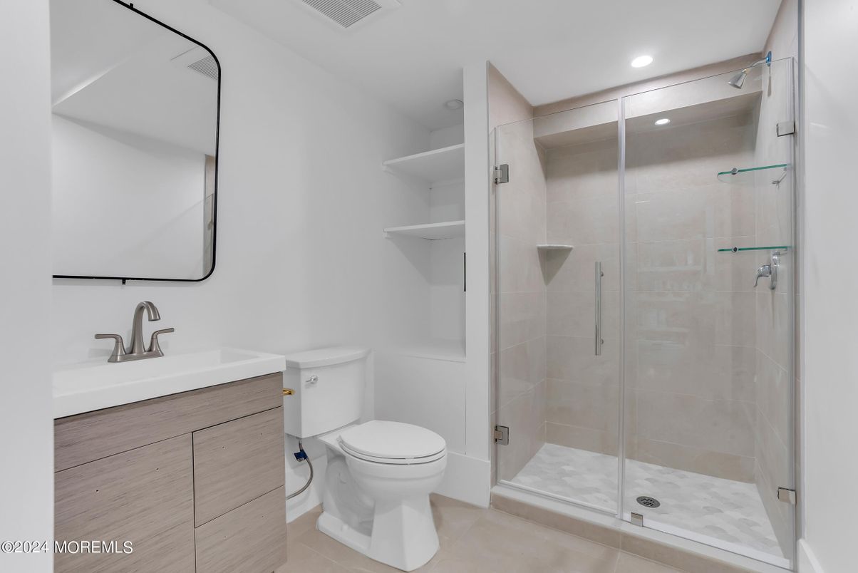 Bathroom, Glass Shower, Interior, Recessed Lighting