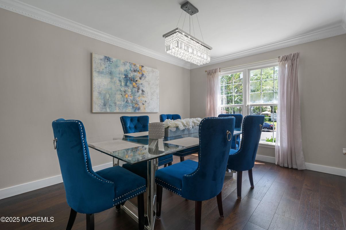 Chandelier, Dining room, Interior, Wood Texture Flooring